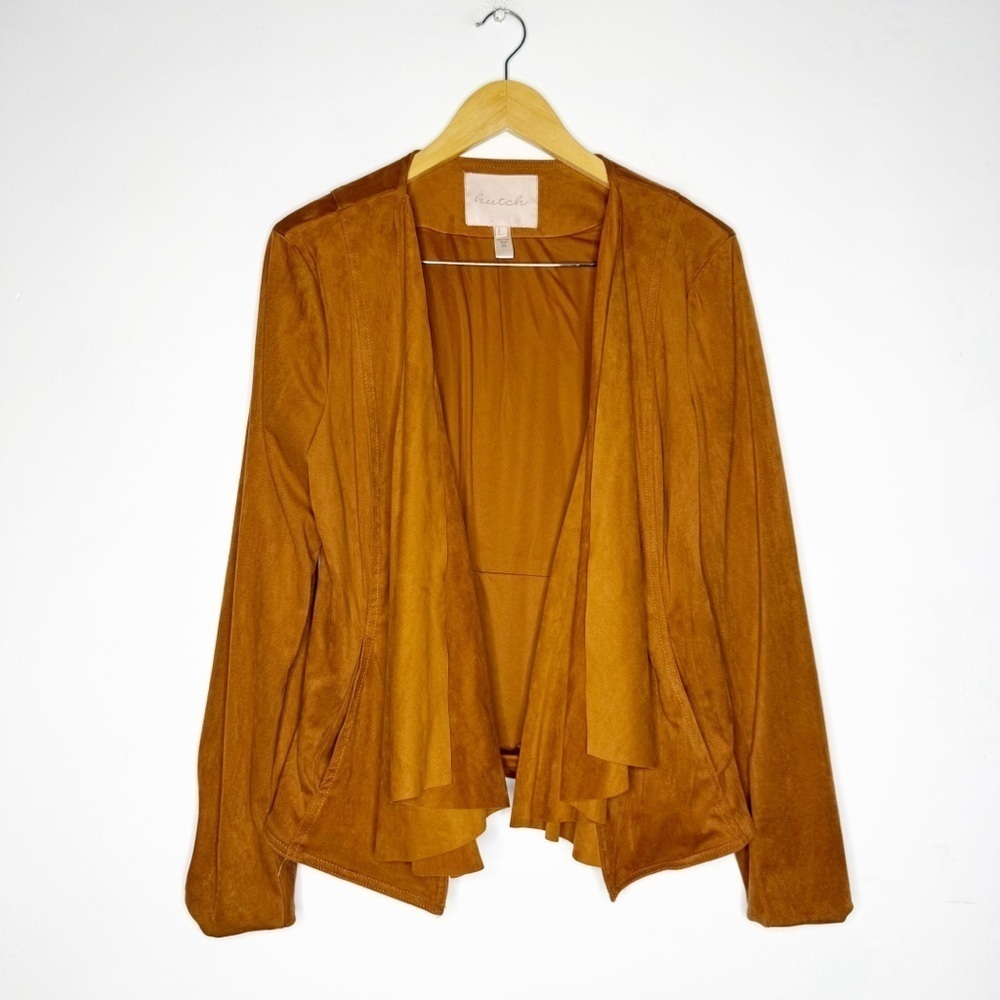 Hutch Anthropologie Open Front Faux Suede Jacket Size Large - Picture 2 of 8